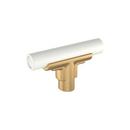2-3/8 in. Cabinet T-Knob in Matte White/Champagne Bronze