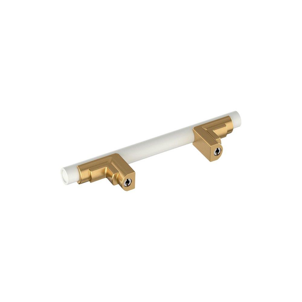 Signature Hardware Matte White/Champagne Bronze 3 in. Center-to-Center Cabinet Pull 