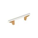 3-3/4 in. Center-to-Center Cabinet Pull in Matte White/Brushed Gold