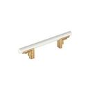 3-3/4 in. Center-to-Center Cabinet Pull in Matte White/Champagne Bronze