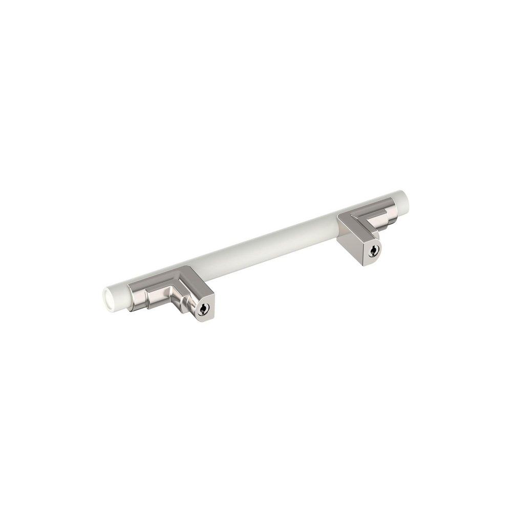 Signature Hardware Matte White/Polished Nickel 3-3/4 in. Center-to-Center Cabinet Pull 