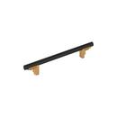 6-5/16 in. Center-to-Center Cabinet Pull in Matte Black/Brushed Gold