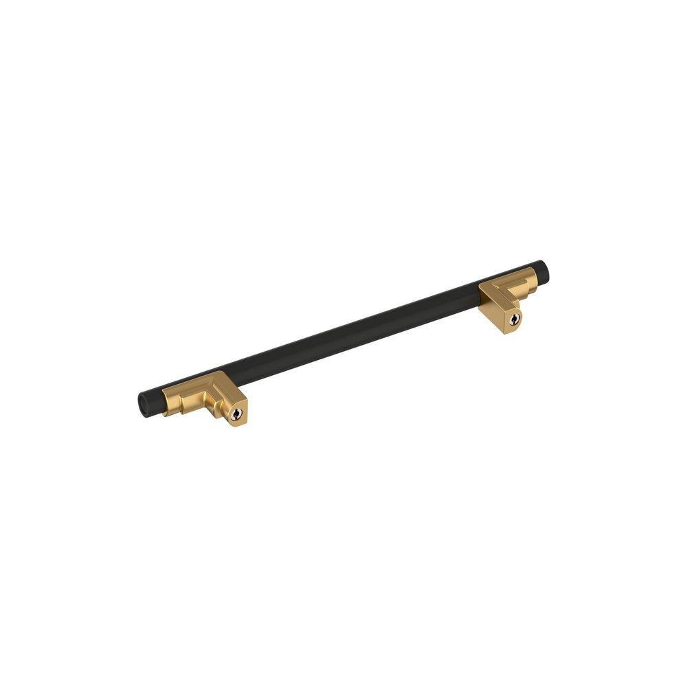 Signature Hardware Matte Black/Champagne Bronze 6-5/16 in. Center-to-Center Cabinet Pull 