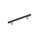 6-5/16 in. Center-to-Center Cabinet Pull in Matte Black/Golden Champagne