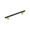 7-9/16 in. Center-to-Center Cabinet Pull in Matte Black/Brushed Gold