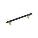 7-9/16 in. Center-to-Center Cabinet Pull in Matte Black/Champagne Bronze