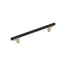 7-9/16 in. Center-to-Center Cabinet Pull in Matte Black/Golden Champagne