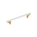 7-9/16 in. Center-to-Center Cabinet Pull in Matte White/Brushed Gold