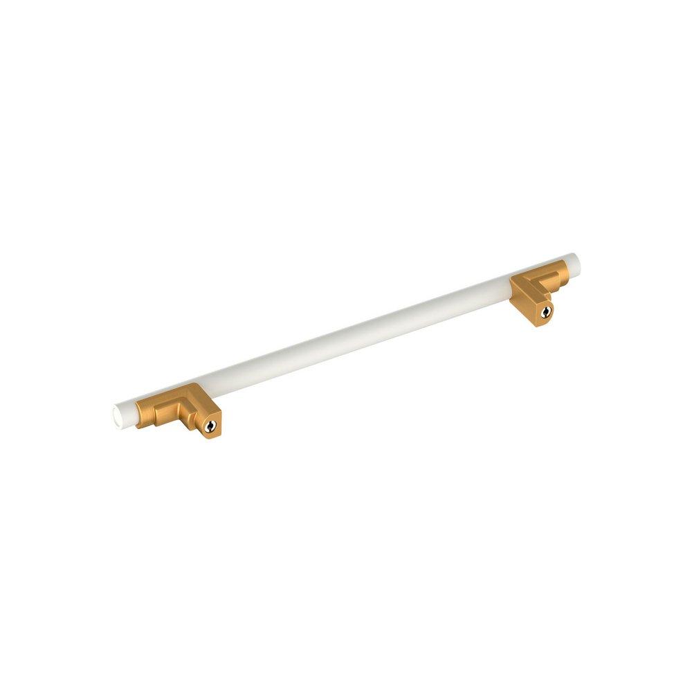 Signature Hardware Matte White/Brushed Gold 7-9/16 in. Center-to-Center Cabinet Pull 