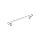 7-9/16 in. Center-to-Center Cabinet Pull in Matte White/Polished Nickel