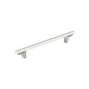 7-9/16 in. Center-to-Center Cabinet Pull in Matte White/Satin Nickel