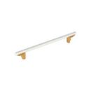 8-13/16 in. Center-to-Center Cabinet Pull in Matte White/Brushed Gold