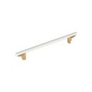 8-13/16 in. Center-to-Center Cabinet Pull in Matte White/Champagne Bronze