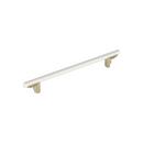 8-13/16 in. Center-to-Center Cabinet Pull in Matte White/Golden Champagne