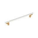 10-1/16 in. Center-to-Center Cabinet Pull in Matte White/Brushed Gold
