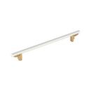 10-1/16 in. Center-to-Center Cabinet Pull in Matte White/Champagne Bronze