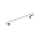 12 in. Center-to-Center Appliance Pull in Matte White/Champagne Bronze