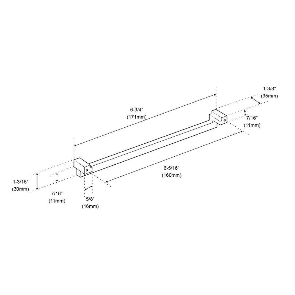 Signature Hardware Matte Black 6-5/16 in. Center-to-Center Cabinet Pull 