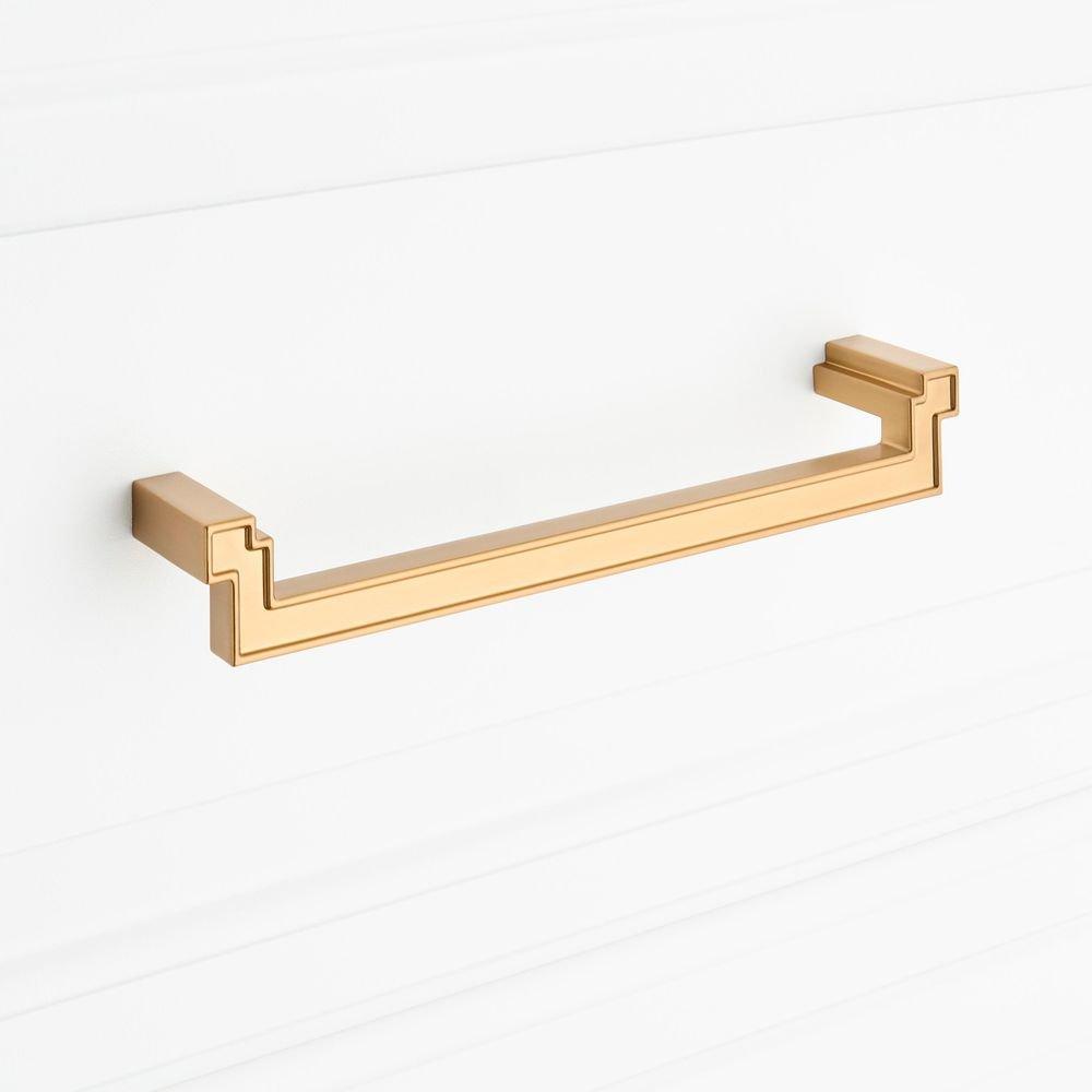 Signature Hardware Brushed Gold 7-9/16 in. Center-to-Center Cabinet Pull 
