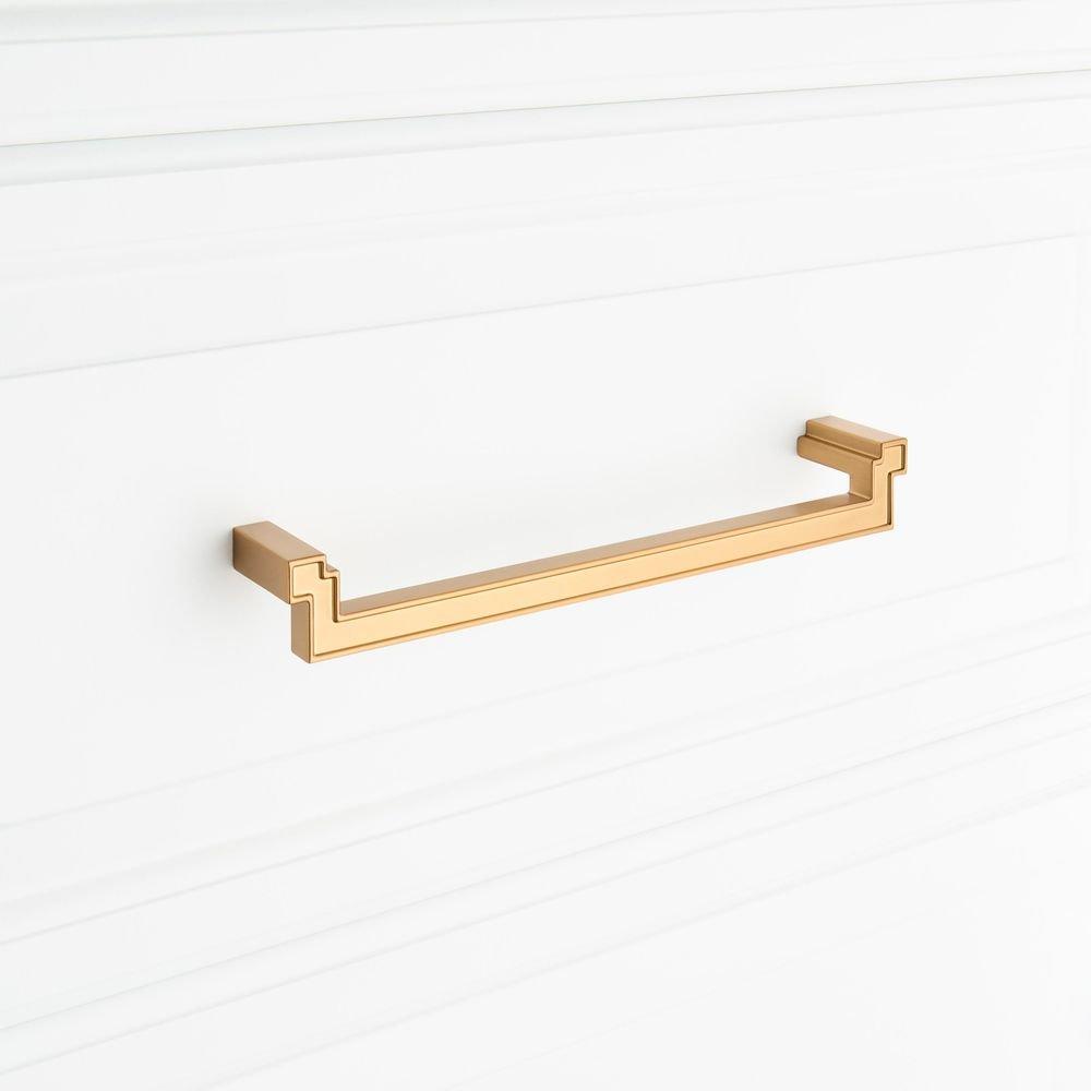 Signature Hardware Brushed Gold 8-13/16 in. Center-to-Center Cabinet Pull 