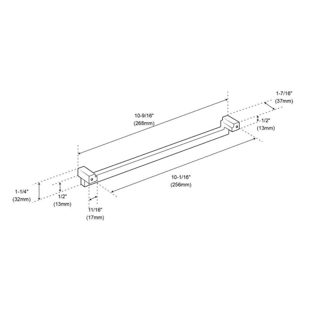 Signature Hardware Satin Nickel 10-1/16 in. Center-to-Center Cabinet Pull 