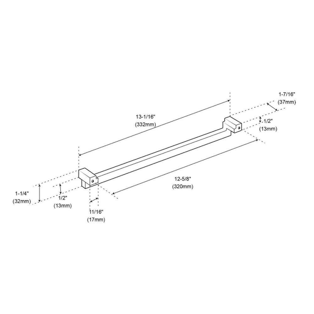 Signature Hardware Matte Black 12-5/8 in. Center-to-Center Cabinet Pull 