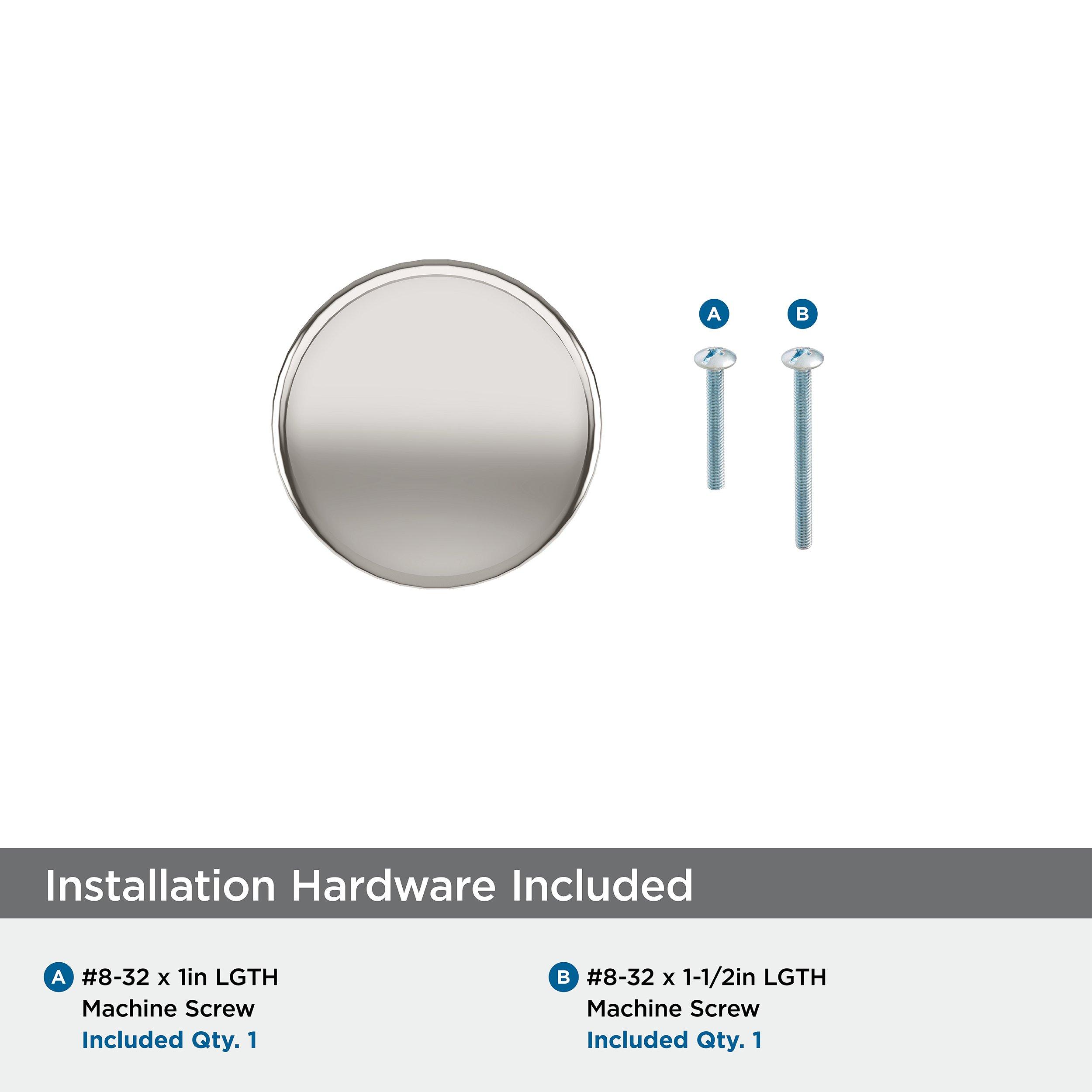 BRONX 1-1/4 INCH  32MM  DIAMETER POLISHED NICKEL CABINET KNOB 