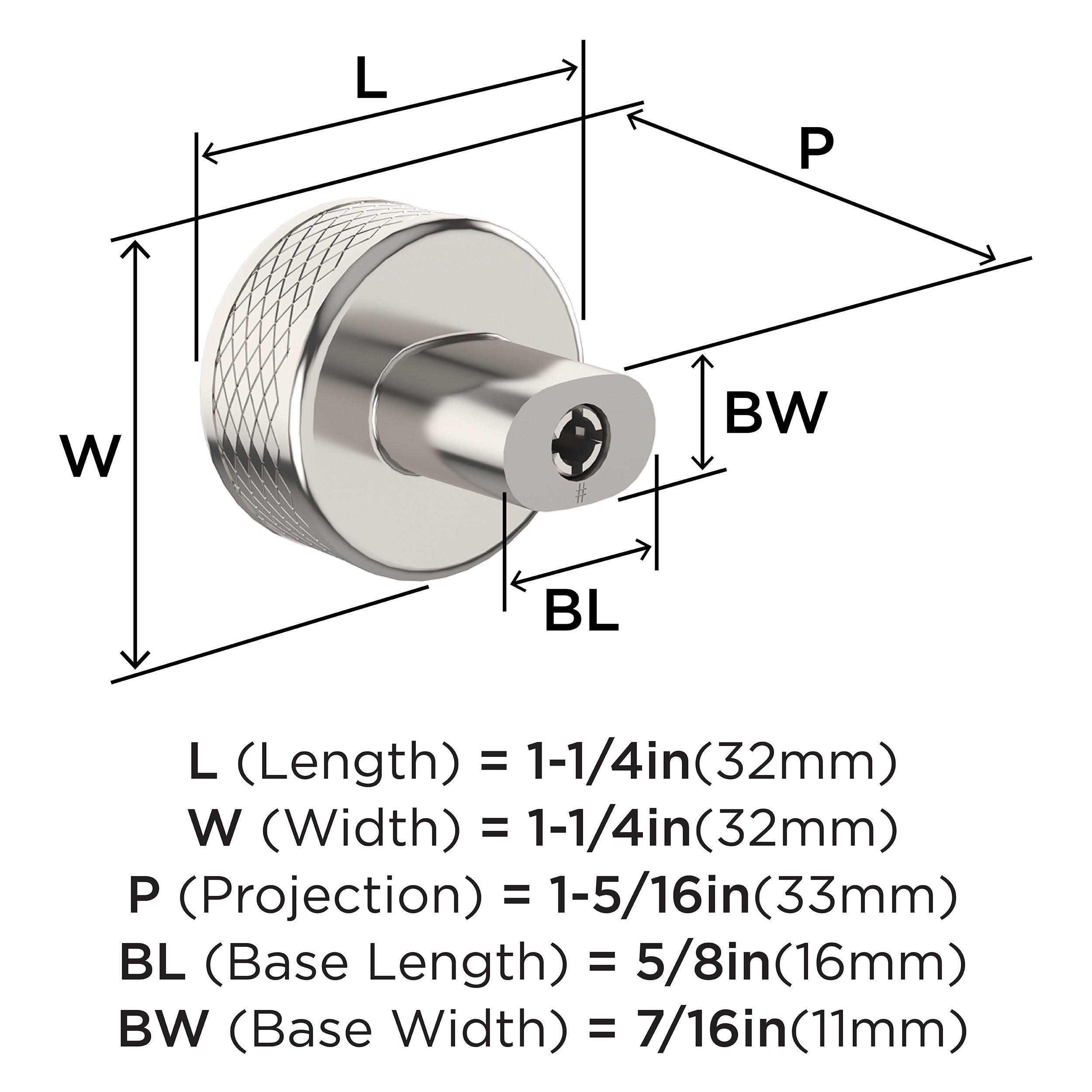 BRONX 1-1/4 INCH  32MM  DIAMETER POLISHED NICKEL CABINET KNOB 