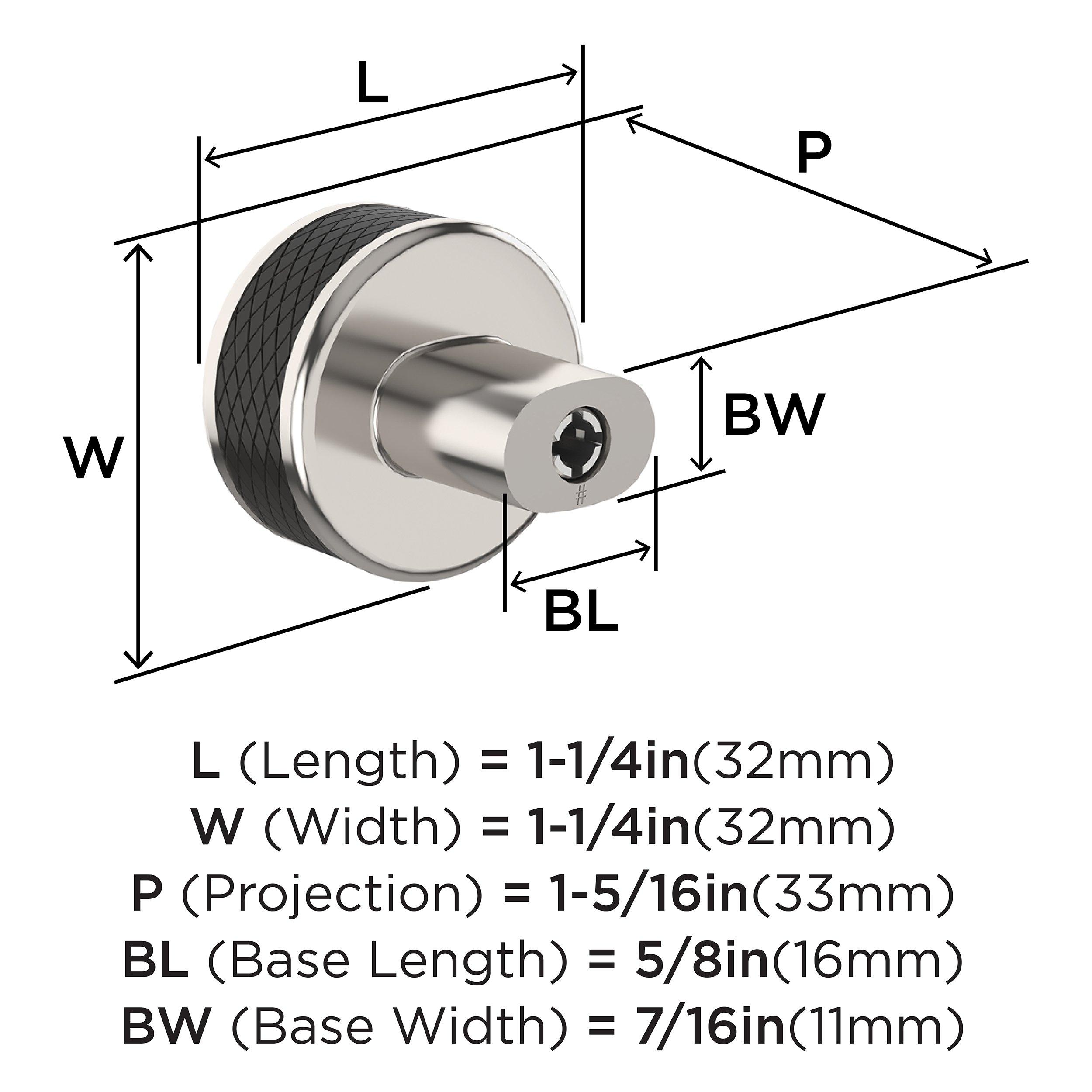 ESQUIRE 1-1/4 INCH  32MM  DIAMETER POLISHED NICKEL/BLACK BRONZE CABINET KNOB 