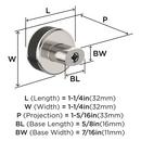 ESQUIRE 1-1/4 INCH  32MM  DIAMETER POLISHED NICKEL/BLACK BRONZE CABINET KNOB 