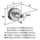 ESQUIRE 1-1/4 INCH  32MM  DIAMETER POLISHED NICKEL/GUNMETAL CABINET KNOB 