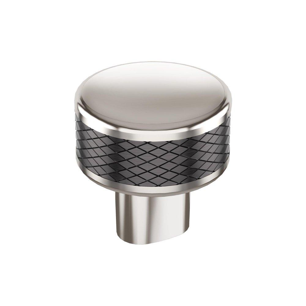 ESQUIRE 1-1/4 INCH  32MM  DIAMETER POLISHED NICKEL/GUNMETAL CABINET KNOB 