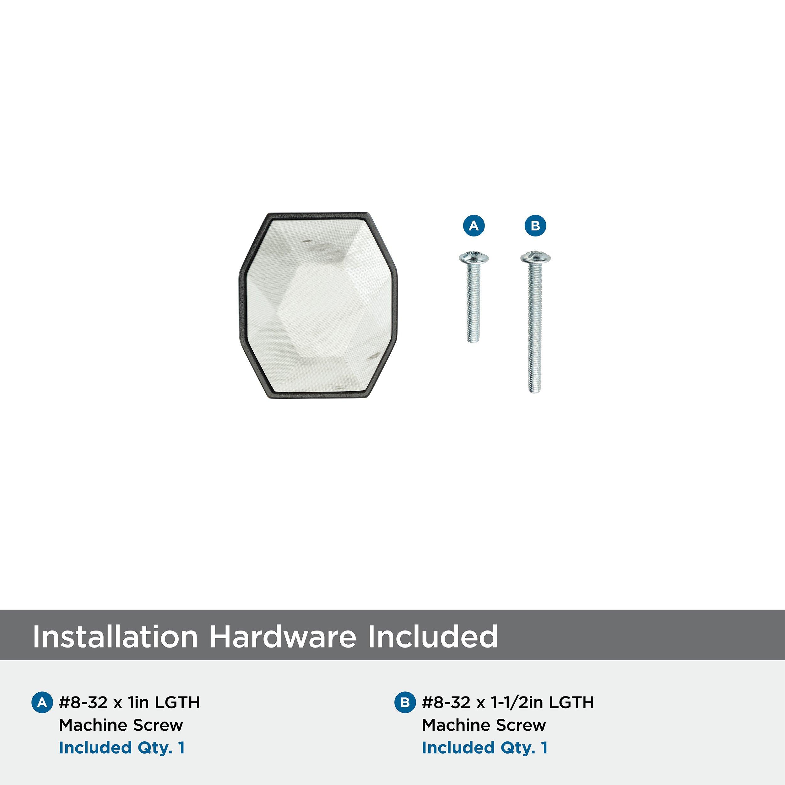 CARRIONE 1-5/8 INCH  41MM  LENGTH MARBLE WHITE/BLACK BRONZE CABINET KNOB 