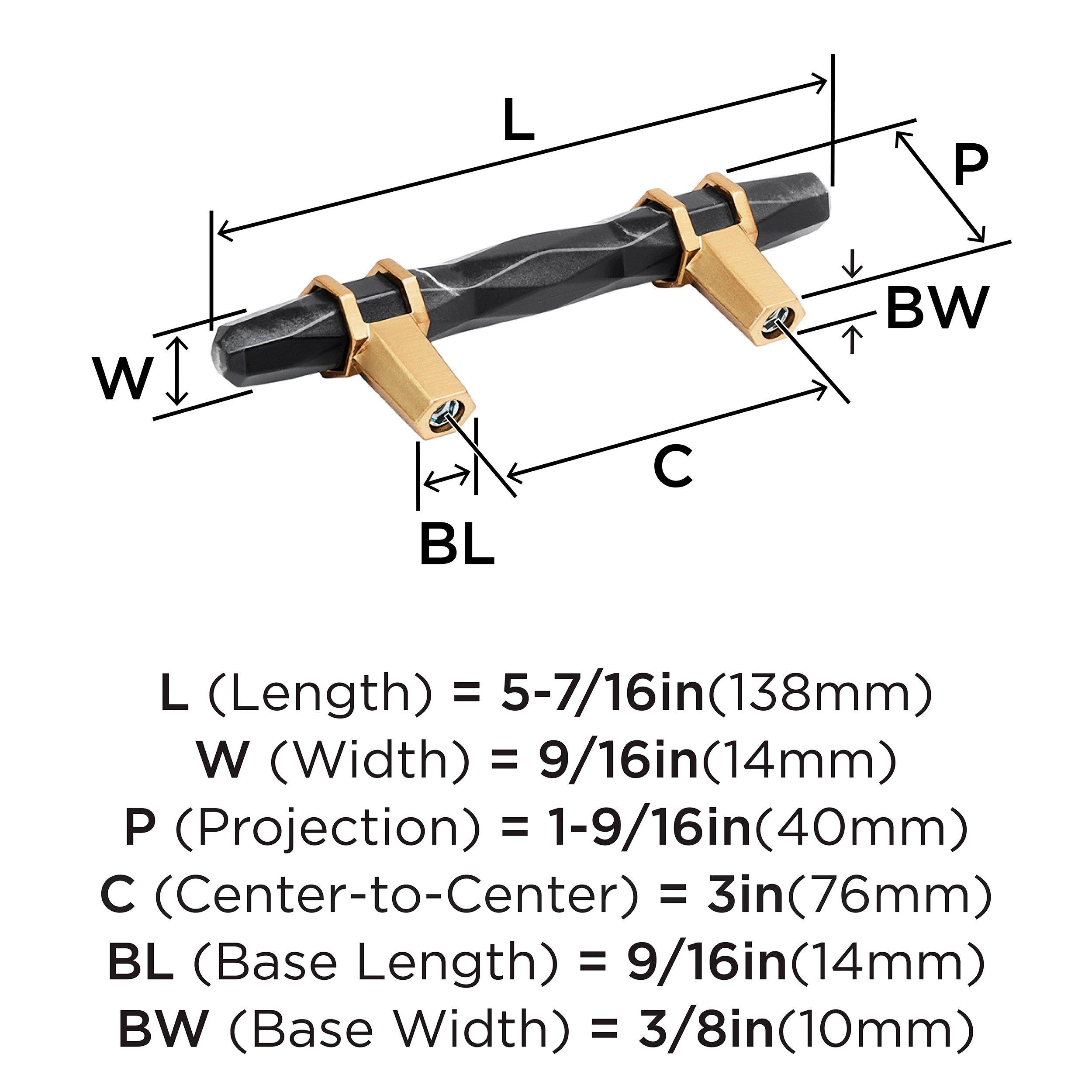 Amerock Marble Black 3 in. Center-to-Center Pull 