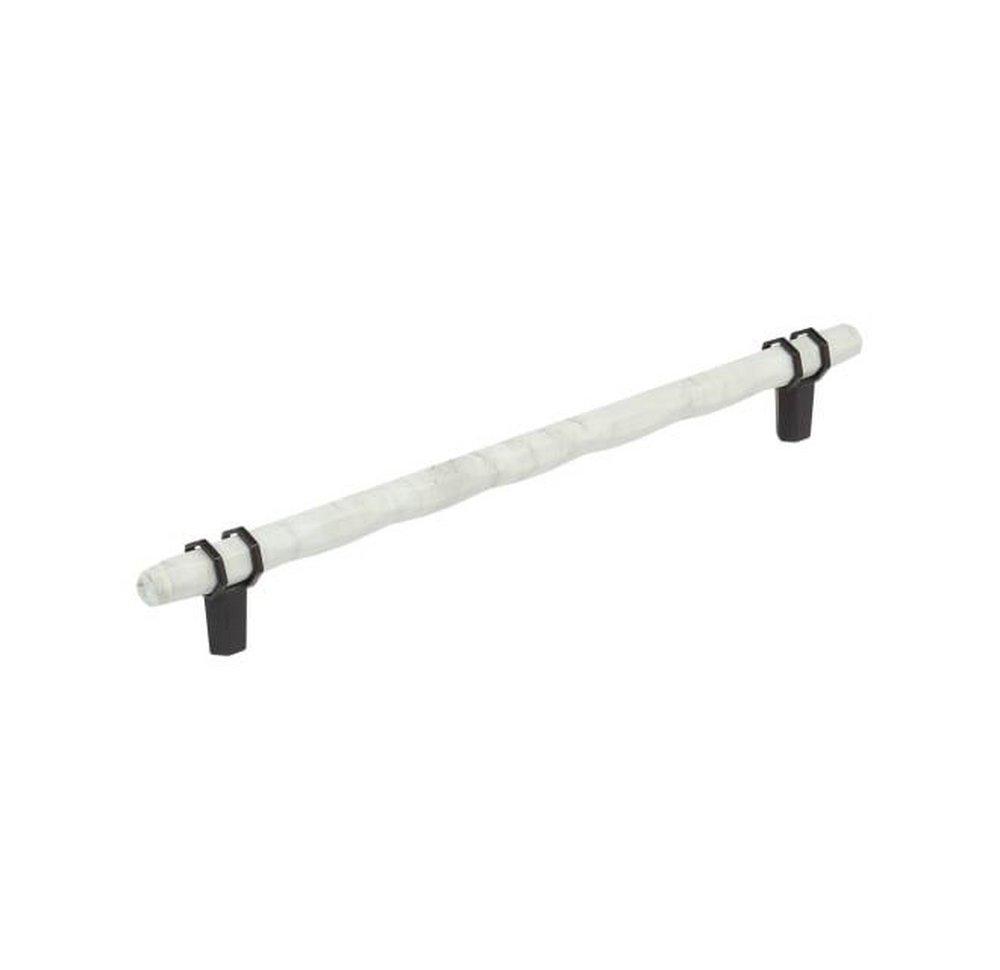 CARRIONE 10-1/16 INCH  256MM  CENTER-TO-CENTER MARBLE WHITE/BLACK BRONZE CABINET PULL 