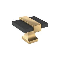 1-3/8 in. Square Cabinet Knob in Brushed Matte Black/Champagne Bronze
