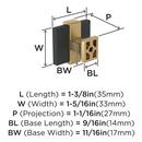 OVERTON 1-3/8 INCH  35MM  LENGTH BRUSHED MATTE BLACK/CHAMPAGNE BRONZE CABINET KNOB 