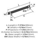 OVERTON 6-5/16 INCH  160MM  CENTER-TO-CENTER BRUSHED MATTE BLACK/POLISHED CHROME CABINET PULL 