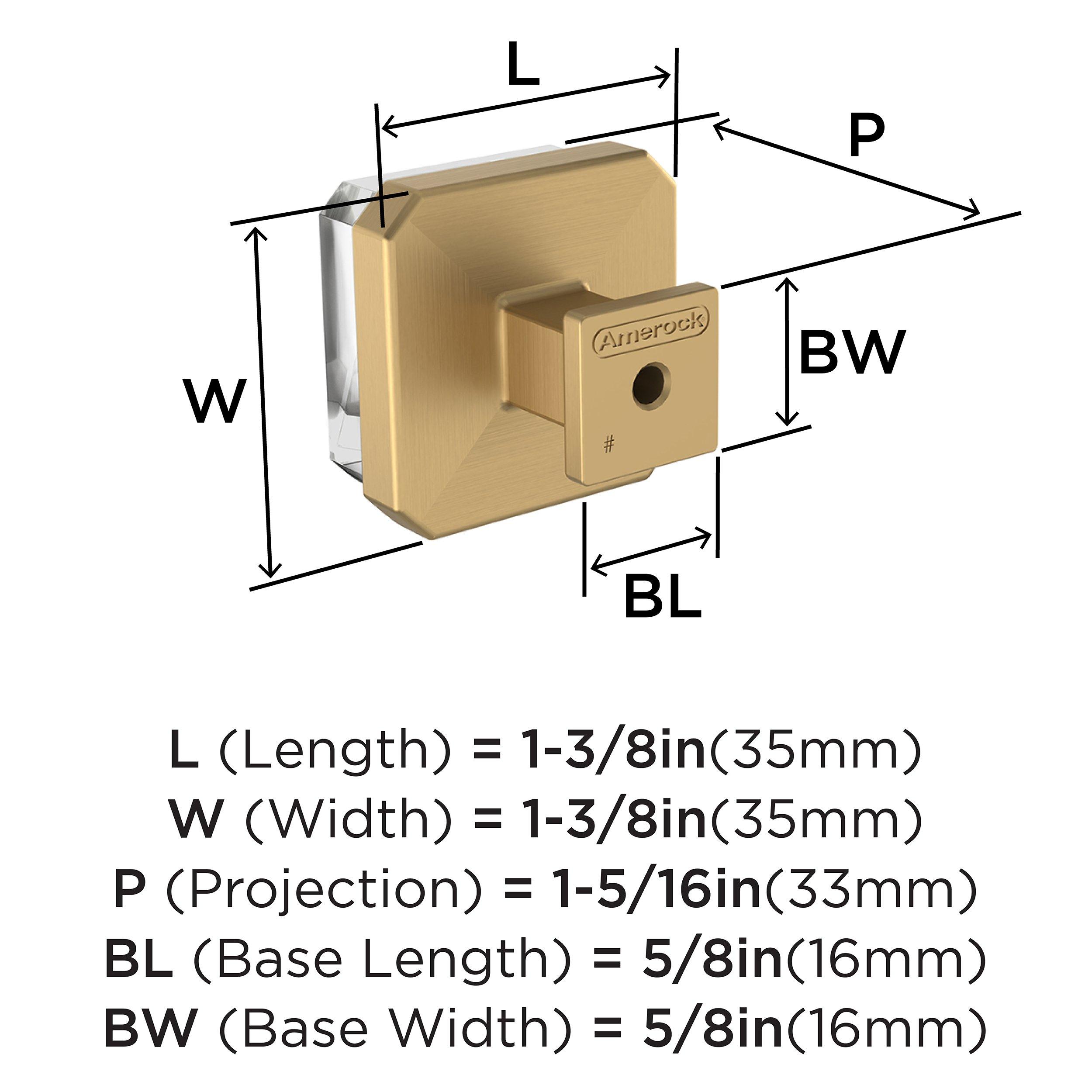 Amerock Clear 1-3/8 in. Square Knob 