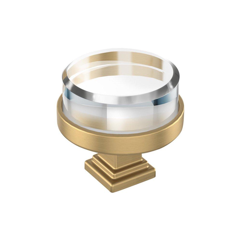 GLACIO 1-1/2 INCH  38MM  DIAMETER CLEAR/CHAMPAGNE BRONZE CABINET KNOB 