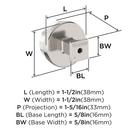 GLACIO 1-1/2 INCH  38MM  DIAMETER CLEAR/POLISHED NICKEL CABINET KNOB 