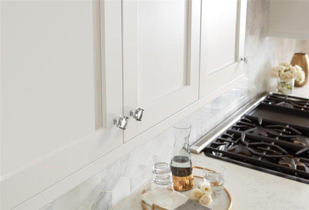 GLACIO 1-1/2 INCH  38MM  DIAMETER CLEAR/POLISHED NICKEL CABINET KNOB 