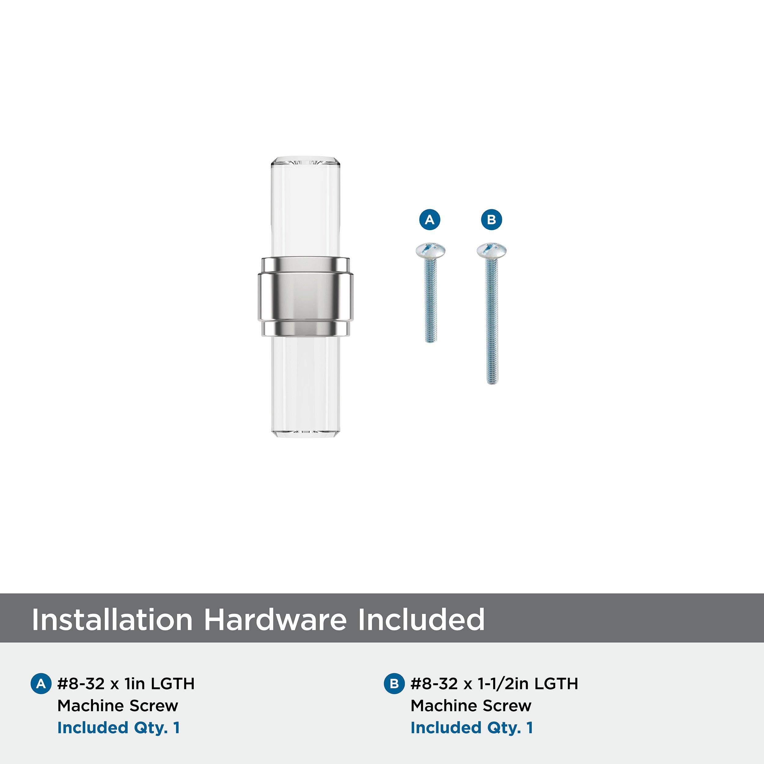 GLACIO 2-1/8 INCH  54MM  LENGTH CLEAR/POLISHED CHROME CABINET KNOB 