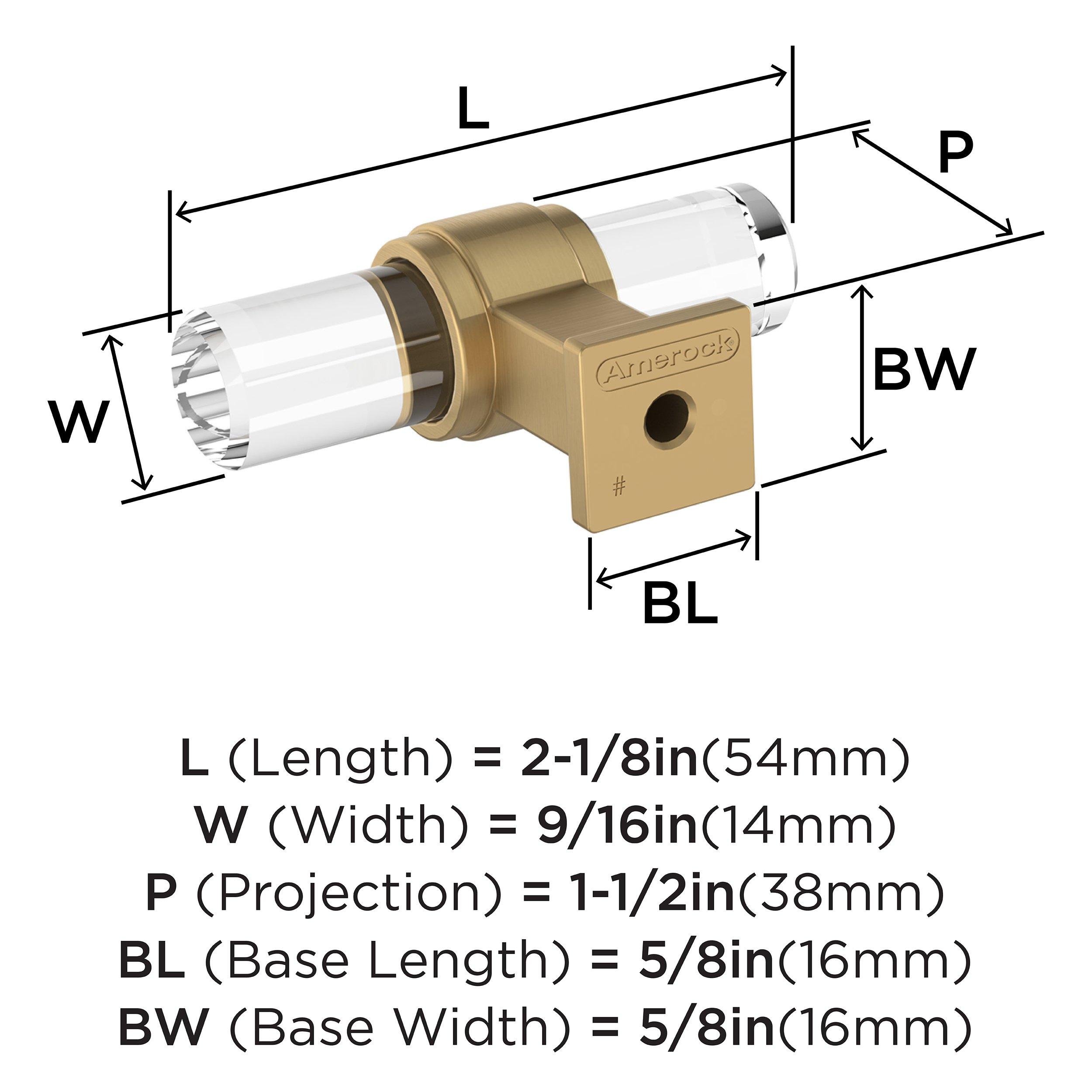 GLACIO 2-1/8 INCH  54MM  LENGTH CLEAR/CHAMPAGNE BRONZE CABINET KNOB 