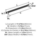Amerock Brushed Matte Black 10-1/16 in. Center-to-Center Bar Pull 