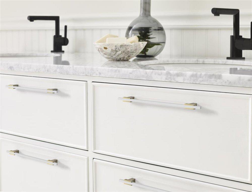 URBANITE 8-13/16 INCH  224MM  CENTER-TO-CENTER GOLDEN CHAMPAGNE/WHITE CABINET PULL 