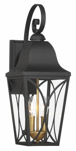2-Light Wall Sconce in Olden Brass/Sand Coal Black