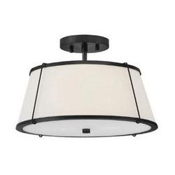 Medium Semi?Flush Mount, Black Finish with Clear Glass