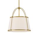 100W 1-Light E26 Pendant in Lacquered Dark Brass / Off?White Linen