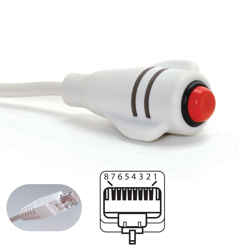 DURACALL CALL CORD SIMPLEX TEKTONE CRITICAL ALERT RJ45 8-PIN PLUG WHITE 7 FT CORD 